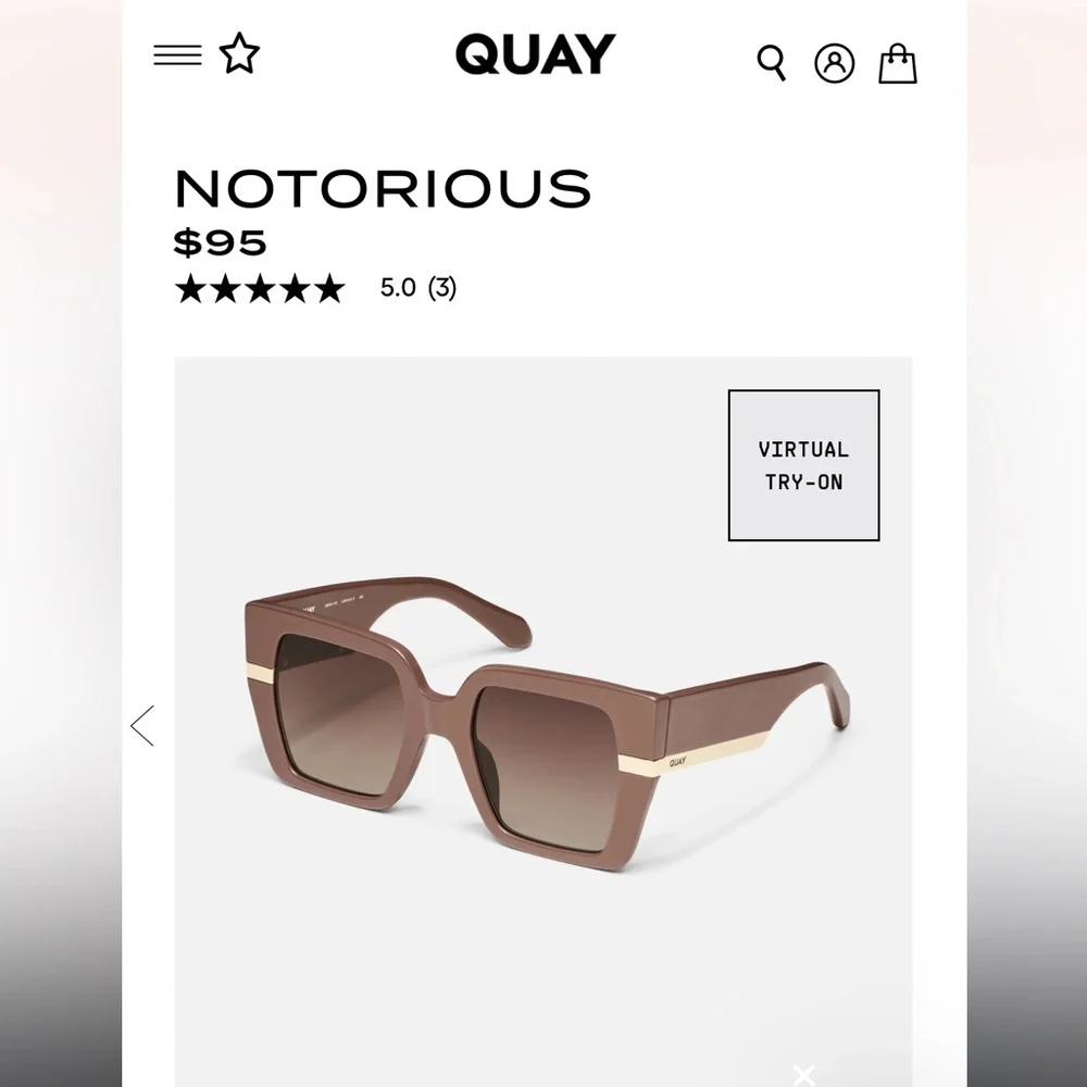 Quay Australia Notorious Square Doe Frame/ Brown Lenses!! NEW!! 🤎🕶️🤎 - Picture 3 of 4